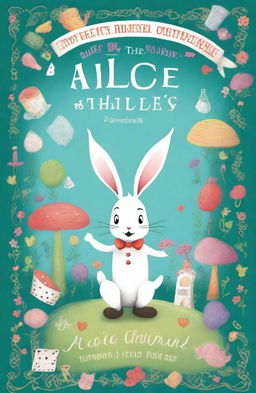 Create a children's book cover inspired by Alice in Wonderland