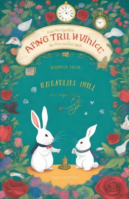 Create a children's book cover inspired by Alice in Wonderland