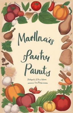 Create a beautiful cookbook cover with the title "Martha's Pantry"