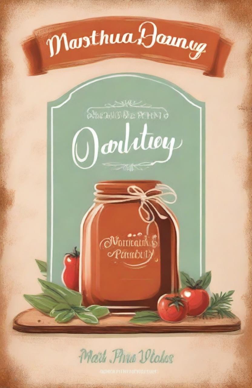 Create a beautiful cookbook cover with the title "Martha's Pantry"