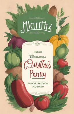 Create a beautiful cookbook cover with the title "Martha's Pantry"