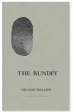 Create a black book cover with a close-up image of a grey fingerprint. The book is titled 'The Crimes of Bundy'.