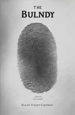 Create a black book cover with a close-up image of a grey fingerprint. The book is titled 'The Crimes of Bundy'.