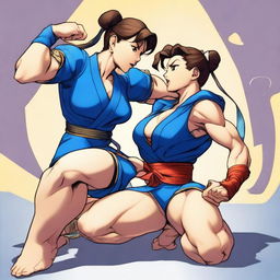 Chun Li from Street Fighter executing a triangle choke move