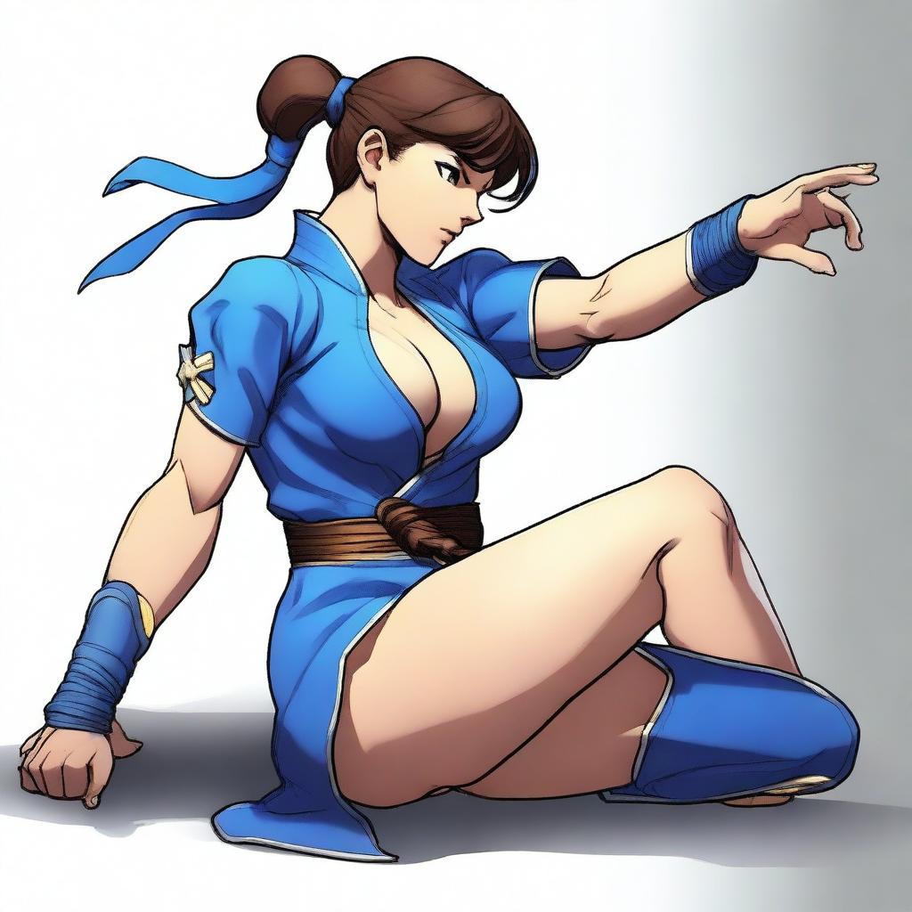 Chun Li from Street Fighter executing a triangle choke move