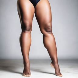 Generate an image of the most enormous female legs, emphasizing the strength and size