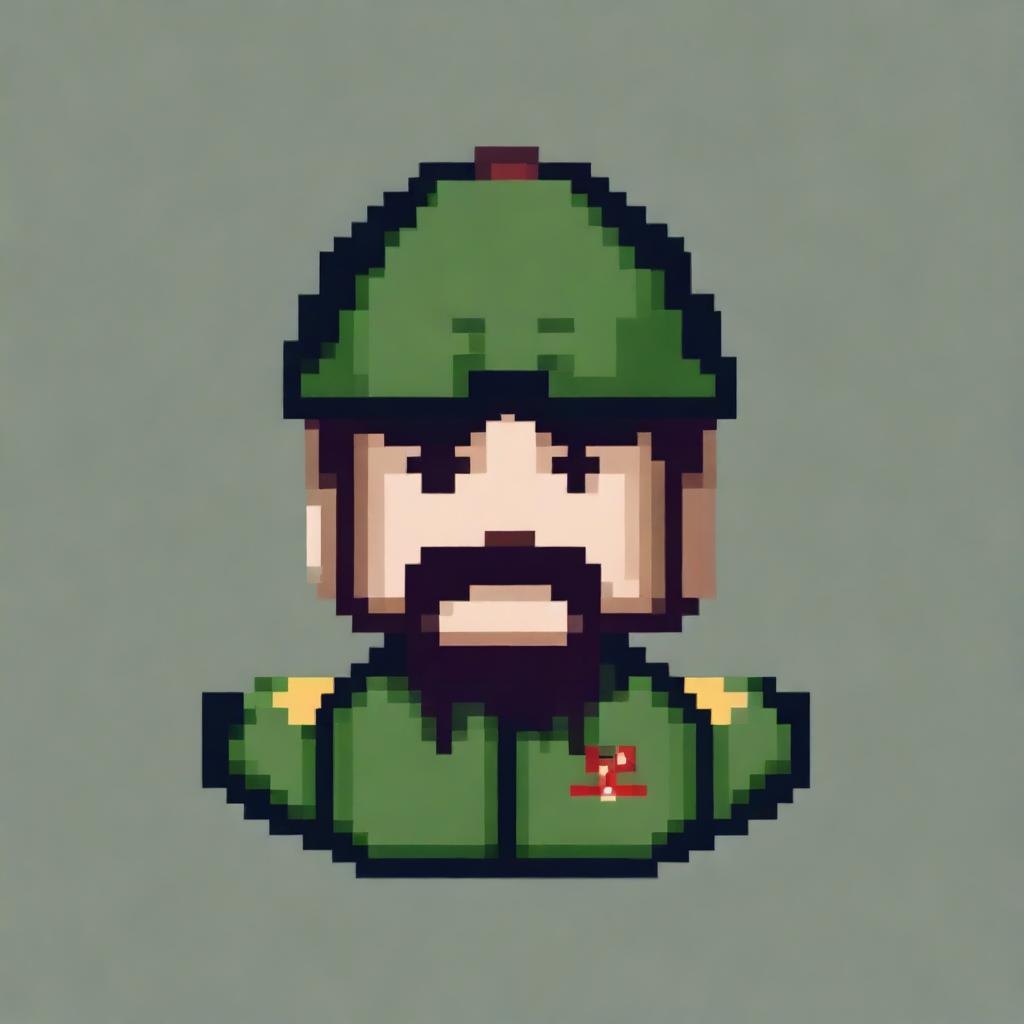 Create a pixel art style bust of a Basque military figure