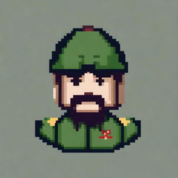 Create a pixel art style bust of a Basque military figure