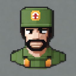 Create a pixel art style bust of a Basque military figure