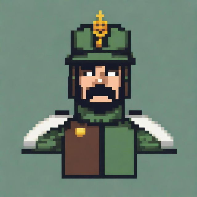 Create a pixel art style bust of a Basque military figure