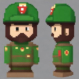 Create a pixel art style bust of a Basque military figure