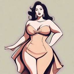 Create an image of a curvy woman emphasizing her confidence and elegance