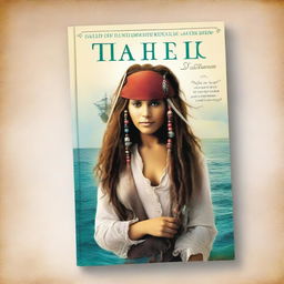 Create a professional-looking book cover featuring the side profile of Pearl Sparrow, who is Jack Sparrow's daughter