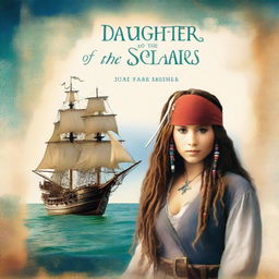 Create a professional-looking book cover featuring the side profile of Pearl Sparrow, who is Jack Sparrow's daughter