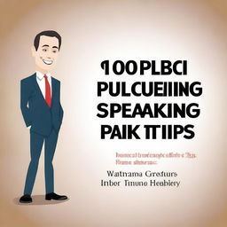 Create an image of a book cover titled '100 Public Speaking Tips'