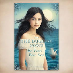 Create an image of a book cover featuring Pearl Sparrow, an 18-year-old who ran away from home and is now the captain of her own ship with long black hair