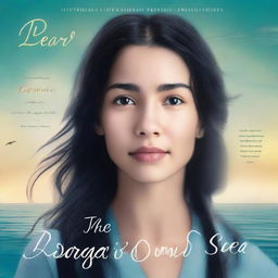 Create an image of a book cover featuring Pearl Sparrow, an 18-year-old who ran away from home and is now the captain of her own ship with long black hair