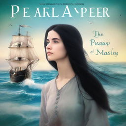 Create an image of a book cover featuring Pearl Sparrow, an 18-year-old who ran away from home and is now the captain of her own ship