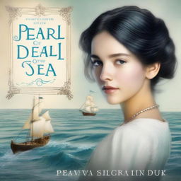 Create an image of a book cover featuring Pearl Sparrow, an 18-year-old who ran away from home and is now the captain of her own ship