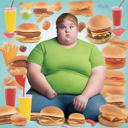 Generate an image that depicts the concept of teenage obesity and unbalanced diet