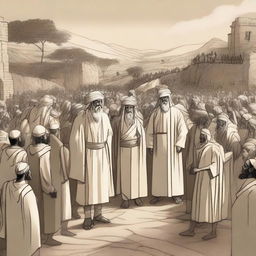 Illustrate an image depicting the scene where Nuh (Noah) is being sent to his people