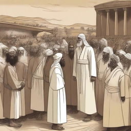 Illustrate an image depicting the scene where Nuh (Noah) is being sent to his people