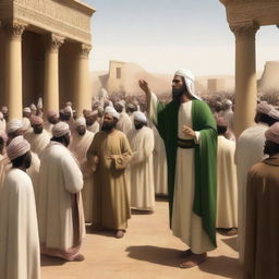 Depict the prophet Hud preaching to the people of 'Ad