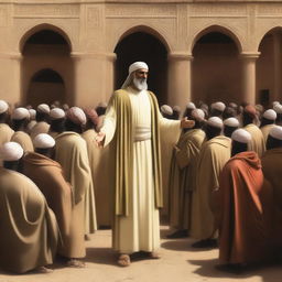 Depict the prophet Hud preaching to the people of 'Ad