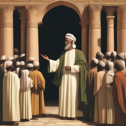 Depict the prophet Hud preaching to the people of 'Ad