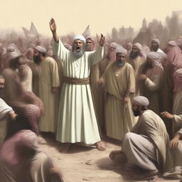 Depict a scene where the people of 'Ad are showing anger