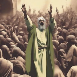 Depict a scene where the people of 'Ad are showing anger
