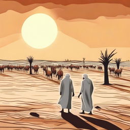 Illustrate a scene where Allah sends a punishment upon the people of 'Ad in the form of a drought lasting for three days