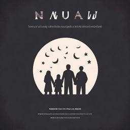 Create a simple school psychology movie poster with a dark, moon-shaped background