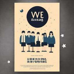 Create a simple school psychology movie poster with a dark, moon-shaped background in the style of a Korean movie poster