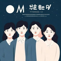 Create a simple school psychology movie poster with a dark, moon-shaped background in the style of a Korean movie poster