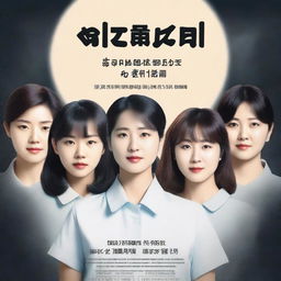 Create a realistic A3 size school psychology movie poster in the style of a Korean movie poster