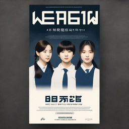 Create a realistic and simple A3 size school psychology movie poster in the style of a Korean movie poster
