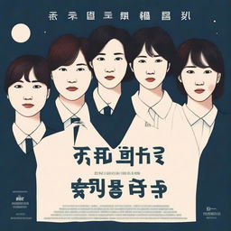 Create a realistic and simple A3 size school psychology movie poster in the style of a Korean movie poster