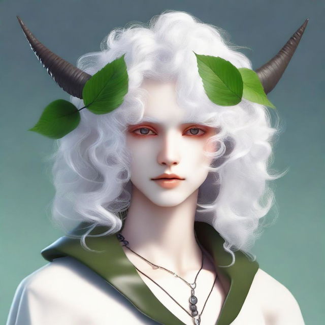 Generate an image of a mysterious character with curly white hair