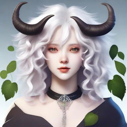 Generate an image of a mysterious character with curly white hair