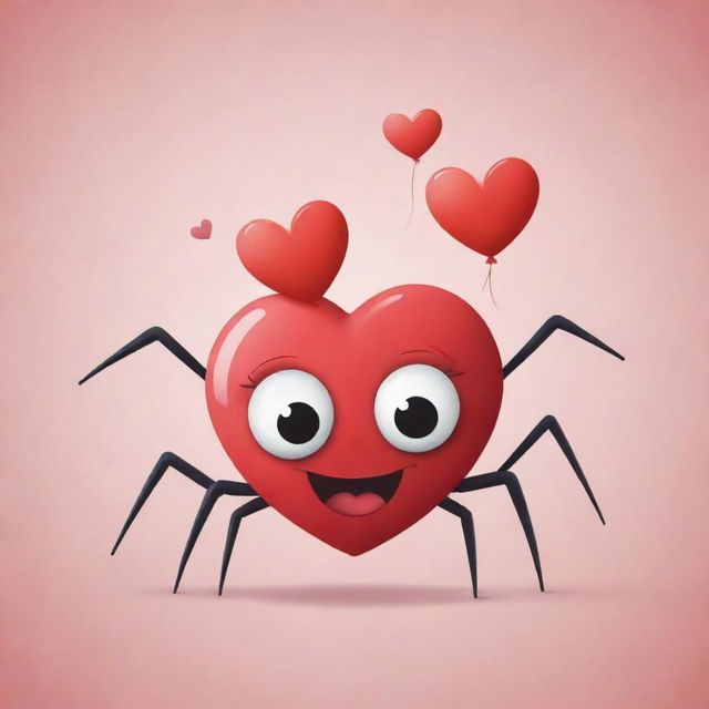 A cartoon spider with hearts in its eyes, smiling joyfully upon seeing another cartoon spider. It appears to be utterly smitten, symbolizing love at first sight.