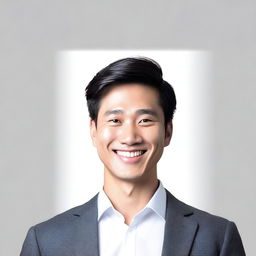 Adjust the book cover image to include a cute, charming smile on the face of the affluent Asian man in his twenties