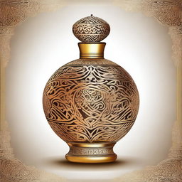 Create an image of a luxurious Arabic perfume bottle