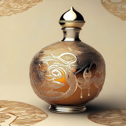 Create an image of a luxurious Arabic perfume bottle