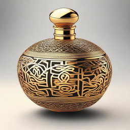 Create an image of a luxurious Arabic perfume bottle