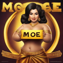 Create an image of a very rich, cute, curvy Latina with large features