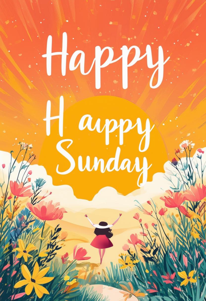 This is a request for a book cover design for a book titled 'Happy Happy Sunday'