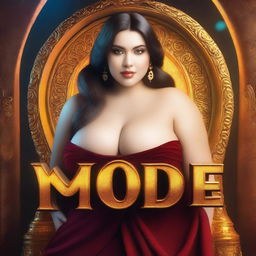 Create an image of a very rich, cute, curvy yet slim woman with large features