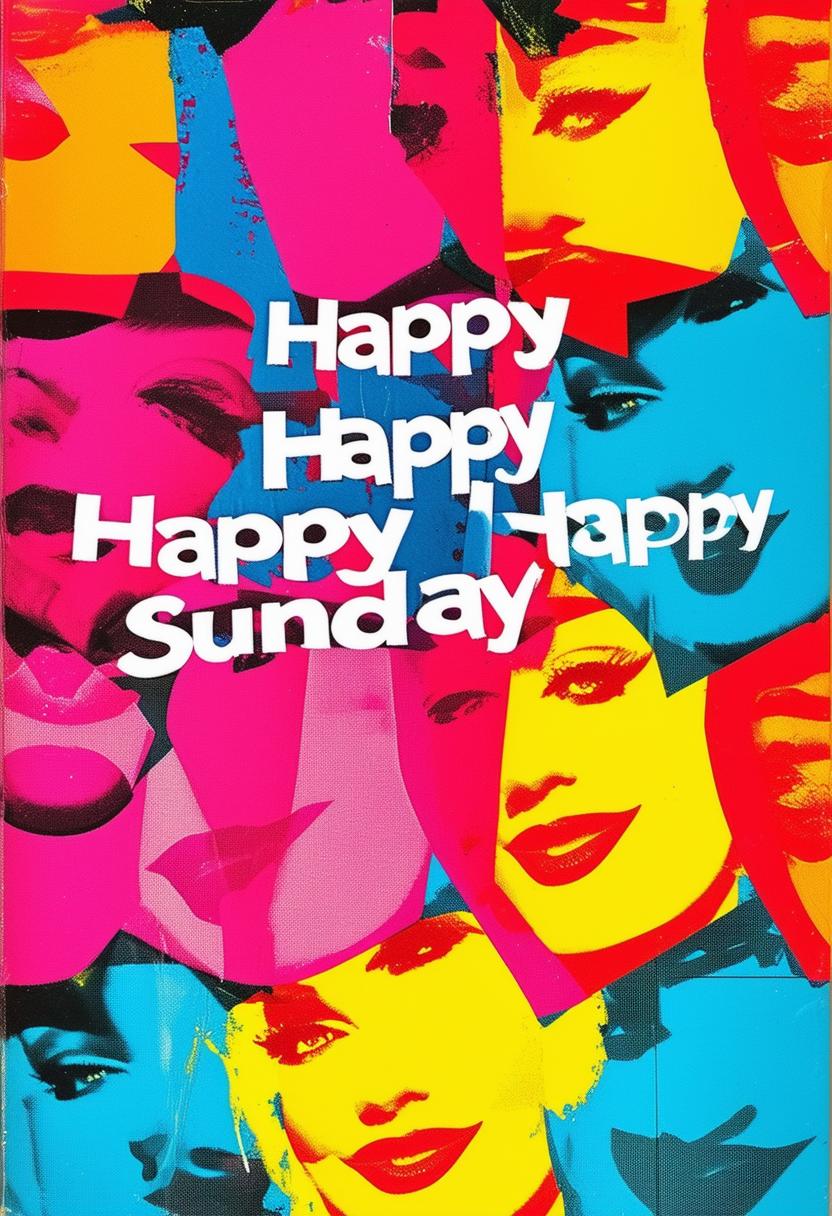 This is a request for a book cover design for a book titled 'Happy Happy Sunday'