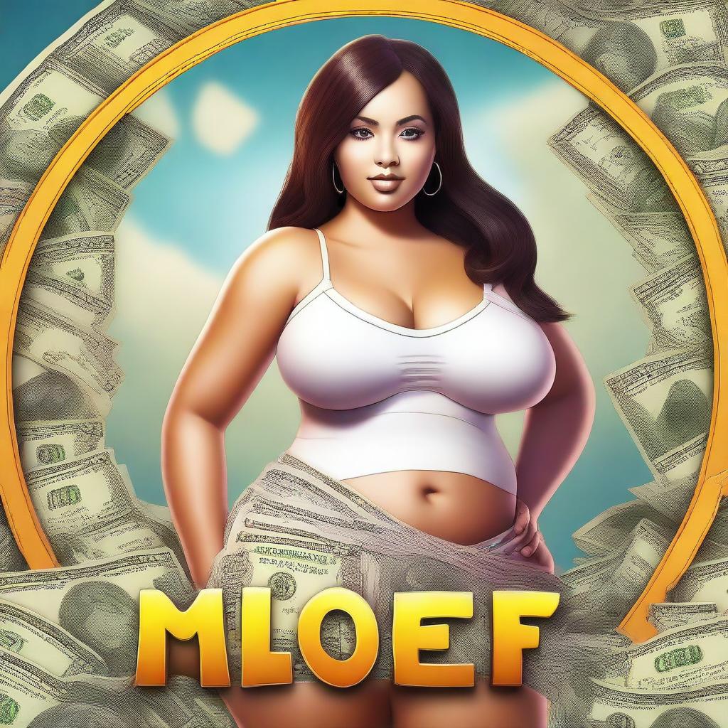 Create a very realistic image of a cute, curvy yet slim woman with large features
